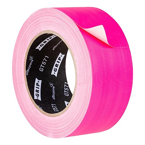 GRIP Eventbasics Neon Klebeband GT 571, fluoreszierendes Neon Gaffa Tape 50 mm x 25 m, feine Gewebestruktur, sehr hohe Klebkraft, 48h ablösbar, für Innen- und Außenbereich - neonpink von GRIP Eventbasics