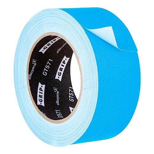 GRIP Eventbasics Neon Klebeband GT 571, fluoreszierendes Neon Gaffa Tape 50 mm x 25 m, feine Gewebestruktur, sehr hohe Klebkraft, 48h ablösbar, für Innen- und Außenbereich - neonblau von GRIP Eventbasics