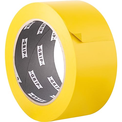 GRIP Eventbasics PVC Klebeband gelb, 50 mm x 33 m, selbstklebendes PVC Band GT 802, matt, extrem elastisch und dehnbar, hoch reißfest, wasserfest von GRIP Eventbasics