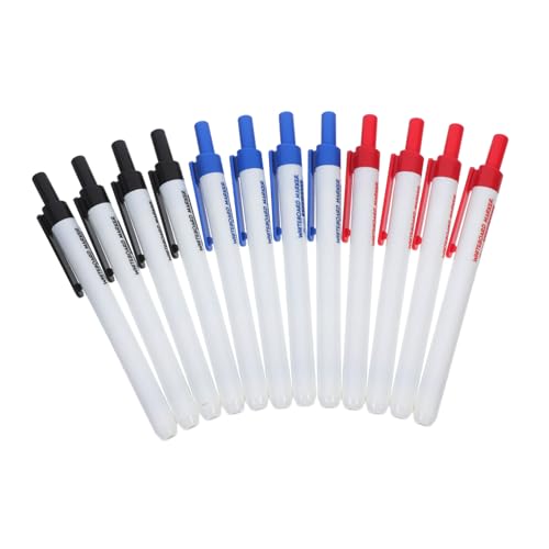 GRIRIW 12 Stück Löschbare Markierungsstifte Waschbare Klick Marker Löschbare Kreidemarker Whiteboard Stifte Whiteboard Marker Trocken Abwischbare Marker Einziehbare von GRIRIW