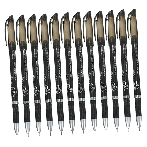 GRIRIW 12-teiliges Set Löschbarer Stift Schwarze Stifte Einziehbar Stifte Schwarz Pastellstifte Kugelschreiber Luxus Süßer Stift Löschbare Stifte Briefpapier-set Farbtöne 0,5 Stift Tinte von GRIRIW