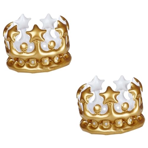 GRIRIW 2st Aufblasbare Krone Jubiläumshut Hut in Kronenform Goldfolien-geburtstagsfeierkronen Aufblasbare Tiara Spielzeug Mit Aufblasbaren Kronen Bläst Auf Pvc von GRIRIW