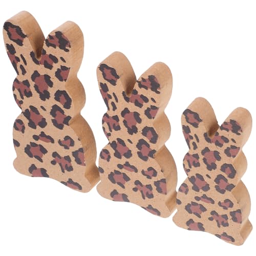 GRIRIW 3St Kaninchen-Verzierung Hase Plüsch Hasenohren Stirnband Hühnerspielzeug Küken Hasenfiguren Bunny Osterdekoration liefert Osterhasen-Ornamente Tischdeko zu Ostern MDF Leopard von GRIRIW