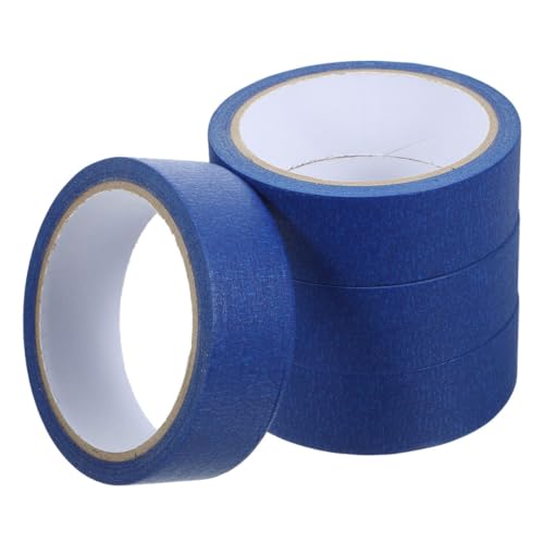 GRIRIW 4 Rollen Abdeckband blaues Malerband weißes Kunstband Klebeband mit geringer Klebrigkeit klebriges Papierband Malerbänder wall tape wandverkleidung Zeichenband Papierbänder Blue von GRIRIW