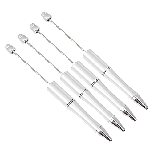 GRIRIW 4 Stück Kugelschreiber mit Perlen ballpoint pen kugelschreibermine kugleschreiber DIY-Stift Schild Stift zappeln kreativer Kugelschreiber Signierstifte selber machen Plastik Silver von GRIRIW