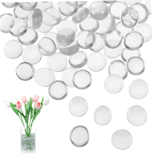 GRIRIW 750 Stk Flache Glasperlen Steinvase für Vasen bastelmaterial glaskugeln Glasmurmeln Vase -Füllstoffe glas kiesel Vasenfüllerperlen Steine ​​zum Basteln Glassteine Transparent von GRIRIW