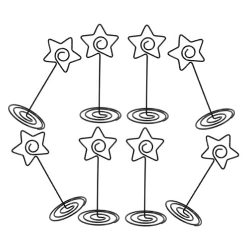 GRIRIW 8st Sternförmiger Tischkartenhalter Spielkartenhalter Geldbörse Staffelei Stehen Anzeige Kabelbinder Visitenkartenständer Tischnummernhalter Für Restaurants Black Stahldraht von GRIRIW