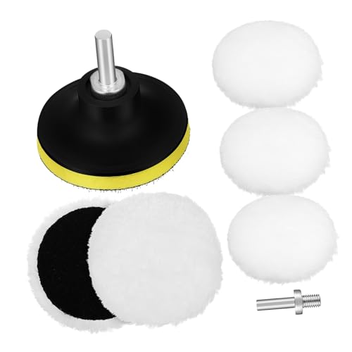 GRIRIW Auto Polier Polierpads Set Mit Bohrer Puffer Aufsatz Aus Künstlicher Wolle Poliermaschine Aufsatz Für Bohrmaschine Auto Polierhaube Pads von GRIRIW