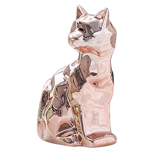 GRIRIW Bunte Desktop-Keramik Hund Tierstatuen- abstrakte Fuchsfigur Tierfiguren Tiere Animal Figures Schlafzimmer Dekoration Tierskulptur kleine Tierstatue Tischdekor Fuchs Rose Gold von GRIRIW