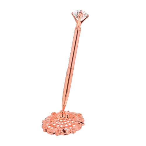 GRIRIW Gegenstift Hochzeit Strass Bücherregal Desktop-Strassstein Rhinestone Kugelschreiber Dekorativer Tischstift luxus kugelschreiber Verlobungsstift Stift mit Ständer Metall Rose Gold von GRIRIW