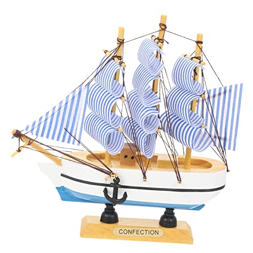 GRIRIW Segelschiff Ornament Mediterranes Design Dekorative Holzfigur Für Zuhause Vitrine Und Regal Deko Für Küche Und Wohnzimmer Weißes Modellboot Als Stilvolle von GRIRIW