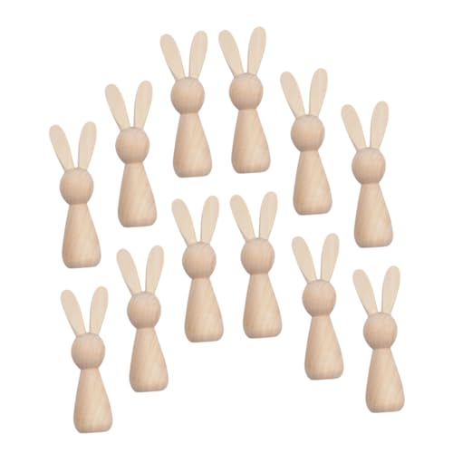 GRIRIW Unbemalte Rabbit Figuren DIY Osterdeko Bunny Zum Bemalen Unvollendete Peg Puppen Für Kreative Bastelprojekte von GRIRIW