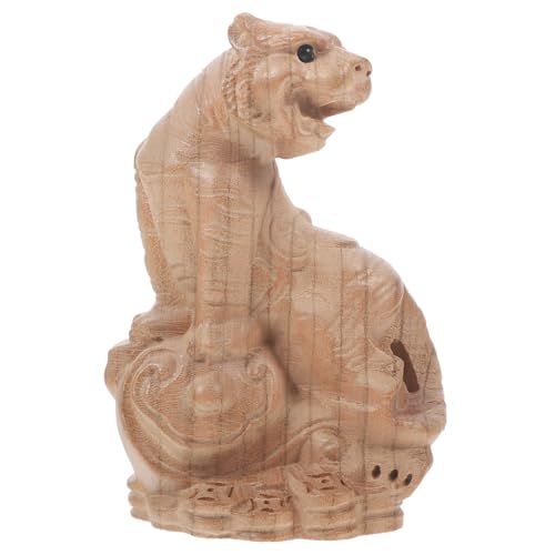 GRIRIW Zwölf Sternzeichen Holzschnitzerei Tiger Dekoration Gartenskulpturen Tigerstatue Holzfiguren Holztigerfigur Tiger Holzhandwerk Tigerskulptur Schreibtisch Tierstatue von GRIRIW