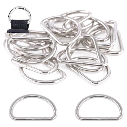 GRK 20 Stück Halbrunder D-Ring, Metall-D-Ring, D-Ring-Schnalle, Tasche, halber Ring, Schultergurt-Versteller, Metallring, silberfarben, 3,8 mm von GRKB