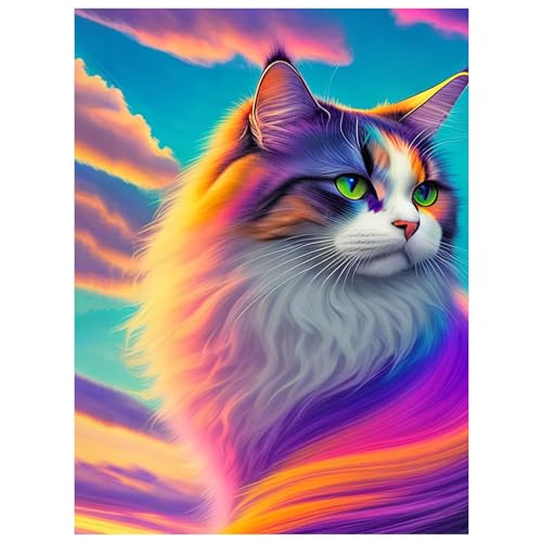 GRKJGytech Diamond Painting 5D Diamant Painting Erwachsene Kinder Bilder DIY Cross Stickerei Malerei Kits Home Wand Décor 30x40cm (Katze) von GRKJGytech