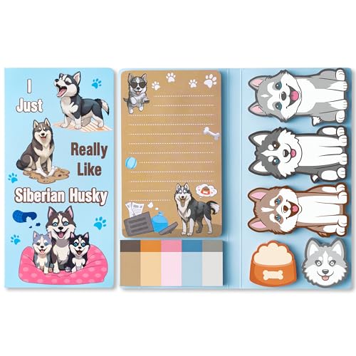 GROBRO7 Cute Husky Haftnotizen Set - 550 Blatt I Just Really Like Husky Sticky Notes, Schnitt Hund Pet Selbstklebend Memo Pads Tiere Geformt Page Markers für Kinder Lehrer Schule Schreibwaren Geschenk von GROBRO7