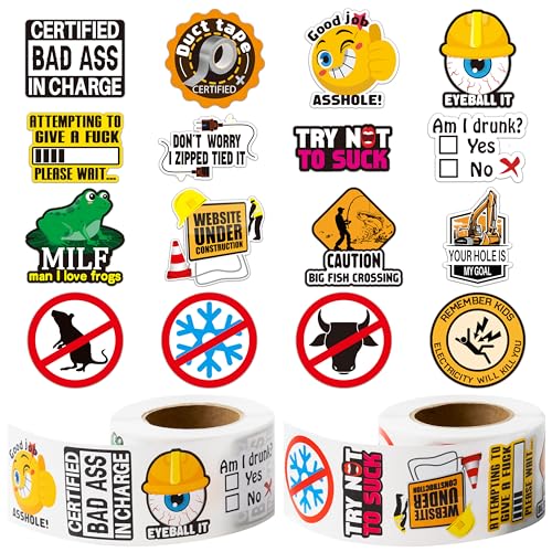 GROBRO7 Hard Hat Rolle Aufkleber - 1000 Stück Lustige Schutzhelm Aufkleber für Werkzeugkasten Warnschilder Helm, Welding Construction Stickers Waterproof Vinyl für Männer Adult Elektriker Mechaniker von GROBRO7