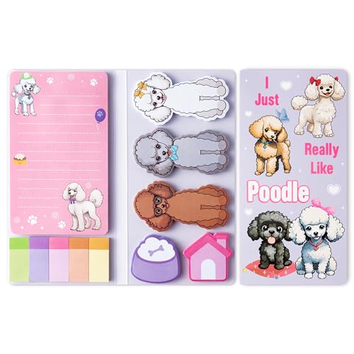 GROBRO7 Cute Poodle Haftnotizen Set - 550 Blatt I Just Really Like Poodle Sticky Notes, Schnitt Hund Pet Selbstklebend Memo Pads Tiere Geformt Page Marker für Kinder Lehrer Schule Schreibwaren Gift von GROBRO7