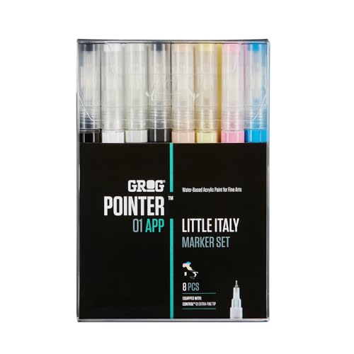 Grog Pointer 01 APP Little Italy Marker Set, 0,7 mm Extra Feine Spitze, Packung mit 8 Stück von GROG