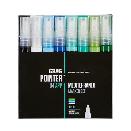 Grog Pointer 04 APP Mediterraneo Marker Set, 4 mm Rundspitze, Packung mit 8 Stück von GROG