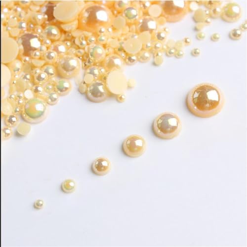 1000 Stück Nagelkunst-Strasssteine, halbrunde Perlen, gemischte Größe, runde flache Rückseite, Perlen für DIY-Dekoration, Nagelkunst-Dekorationsset von GRONGU