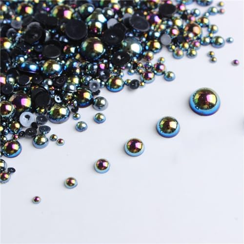 1000 Stück Nagelkunst-Strasssteine, halbrunde Perlen, gemischte Größe, runde flache Rückseite, Perlen für DIY-Dekoration, Nagelkunst-Dekorationsset von GRONGU