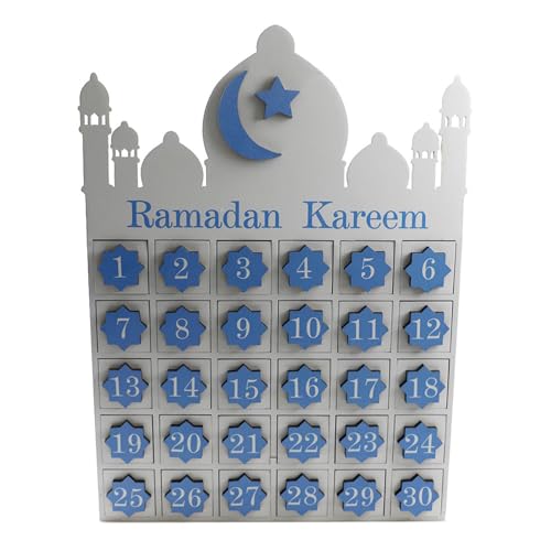 Kreativer Ramadan-Countdown-Kalender aus Holz für Zuhause, Büro, Dekoration, multifunktionale Aufbewahrung für kleine Gegenstände und wichtige Termine, Heimorganisation und Dekoration von GRONGU