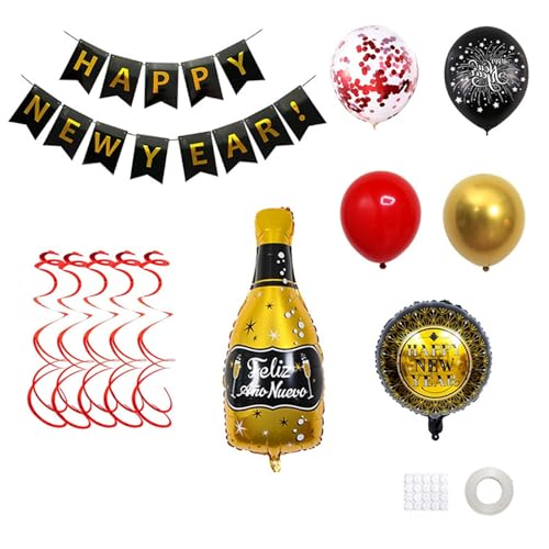 Vielseitiger Ballon Neujahr 2024 Neujahr Party Supplies Stern und Weinflaschen Ballon Geeignet für verschiedene Partys und Feiern von GRONGU