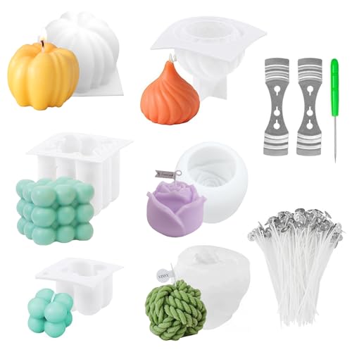 Kerzen Formen Silikon, 6Pcs 3D DIY Silikonform Kerzen, Bubble Candle Silikonform, Kerzen Gießen Formen, Kerzenform Bubble Kerzen Kit, Kerzenformen zum Gießen, Silikon Kerzenwachs Formen von GROOFOO