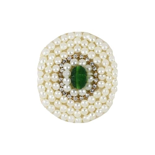 GROTESQUE Perlenstickerei-Aufnäher, oval, 4,4 cm Länge, Grün, 10 Stück von GROTESQUE