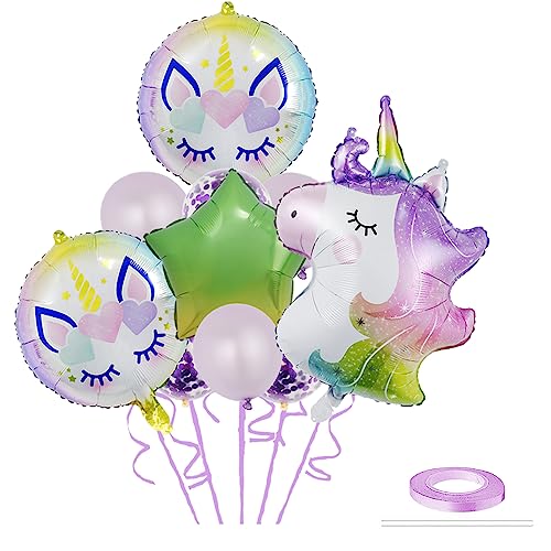 GROVBLE 10 Stück Latex Einhorn Luftballons Mehrfarbige Einhorn Ballons EinhornThemenparty für Kindergeburtstage Einhorn Geburtstagsdeko, Einhorn Girls Unicorn Decoration für Party Decor (cc) von GROVBLE