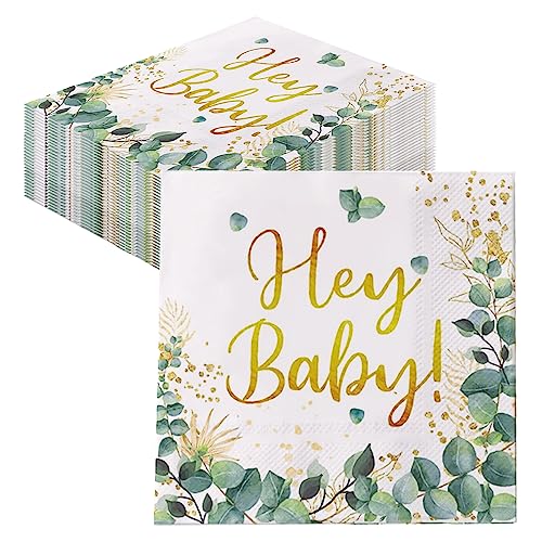 GROVBLE 48 Stück servietten babyparty,Baby servietten Taufe Baby Shower Konfirmation 33x33cm,oh Baby servietten für servietten grün Gold Babyparty Deko Oder Babyshower und Andere Festliche Anlässe… von GROVBLE