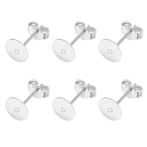 50 Stück/Los 925 versilbert, blanker Pfosten-Ohrstecker, Basisstift mit Ohrring-Stecker-Ergebnissen, Ohrrückseite, DIY-Schmuckherstellungszubehör, A-6 mm Silber von GROWWISH