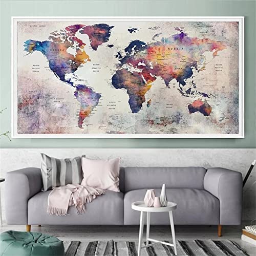 GRUNI 5D Diamond Painting full Set, Weltkarte Malen nach Zahlen Diamant Gemälde,Kristall-Strass-Kreuzstich-Stickerei Kunsthandwerk Leinwand für Home Wand-Decor Geschenk 50x70cm/20x28inch von GRUNI