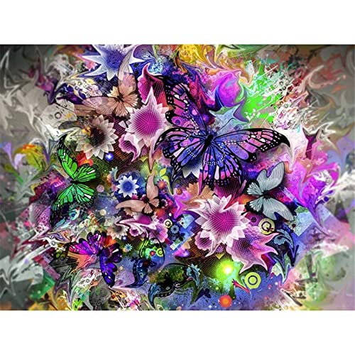 GRUNI Diamond Painting Diamant Bilder full Schmetterling 5D DIY Diamant Malerei Kinder Erwachsene Mosaik Strass Basteln Dekoration für Wohnzimmer oder Schlafzimmer Wall Décor 40x60cm/16x24inch von GRUNI