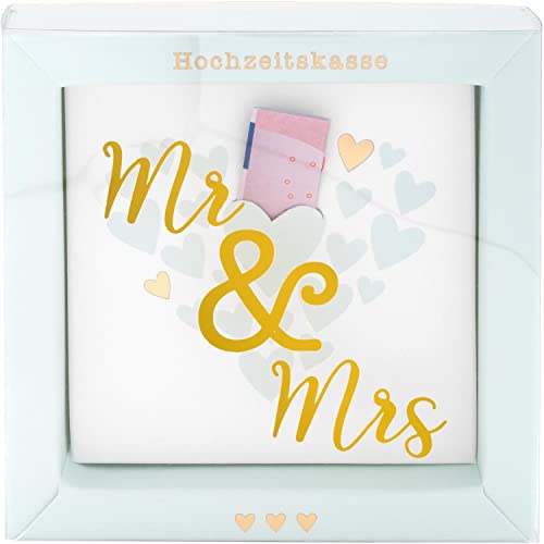 GRUSS & CO 47532 Hochzeitskasse Brautpaar Mr. & Mrs., 10 cm x 10 cm, Geldgeschenk von GRUSS & CO