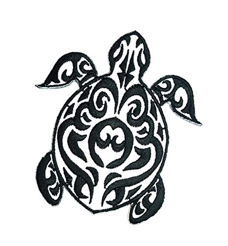 Schwarz-weiße Schildkröte Chelonia Tier Meer Aufkleber Schildkröte bestickt Aufnäher Superheld Comics Kinder Cartoon Patch Applikation für Kleidung Toll als Happy Birthday Geschenk (01) von GS912 Fantasy cartoon Patch