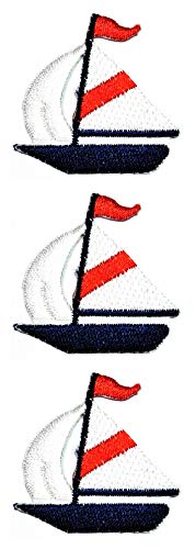 Mini-Aufnäher zum Aufnähen, Motiv: Piratensegel, Schiff, Boot, Stickereien, Stickerei, für Kleidung, 3 Stück von GS912 Mini Small Cartoon Patches