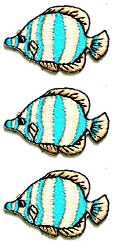 Mini-Flicken zum Aufbügeln, Motiv: kleine Fische, Unterwasser, Ozean, Tier, Cartoon, Kinder, zum Aufnähen, bestickt, zum Dekorieren von Babykleidung (01), 3 Stück von GS912 Mini Small Cartoon Patches