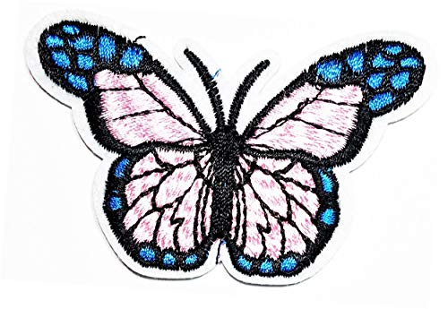 Niedlicher hübscher rosa Schmetterling Insekt Blumen Cartoon Patches Schmetterling bestickt Aufbügler Patch Aufkleber für DIY Dekoration Mäntel, Jeans, Jacken, Taschen, Hüte von GS912 Mini Small Cartoon Patches