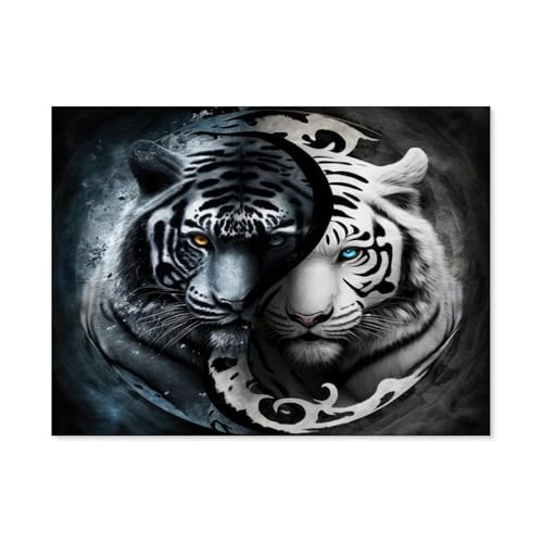 GSBRSNTS 5D Diamond Painting，Yin-Yang-Tiger，DIY-Stickerei, runder Diamant-Kreuzstich, Heimdekoration（40 x 50 cm/15.74 x 19.68 Zoll）-B39 von GSBRSNTS