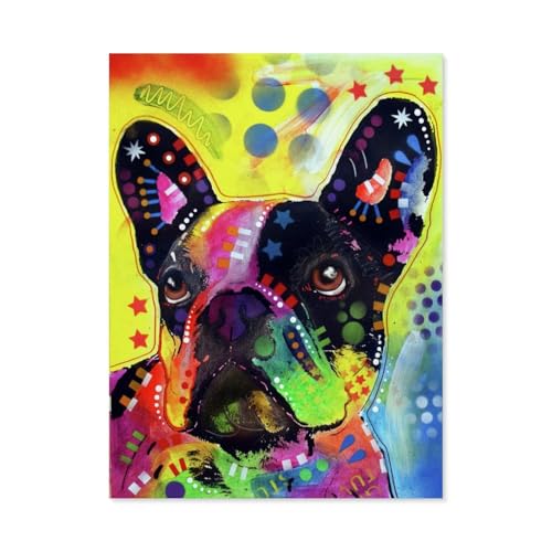 GSBRSNTS 5D diy Diamond Painting，Bunte Bulldogge，Full Round Diamantstickerei Mosaik Kreuzstichmuster Perlenstickerei Home Deco（40 x 50 cm/15.74 x 19.68 Zoll）-D49 von GSBRSNTS