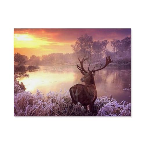 GSBRSNTS DIY 5D Diamond Painting，Elch，Round Diamond Cross Stitch, Used for Room Decoration（30 x 40 cm/11.81 x 15.74 Zoll）-G52 von GSBRSNTS