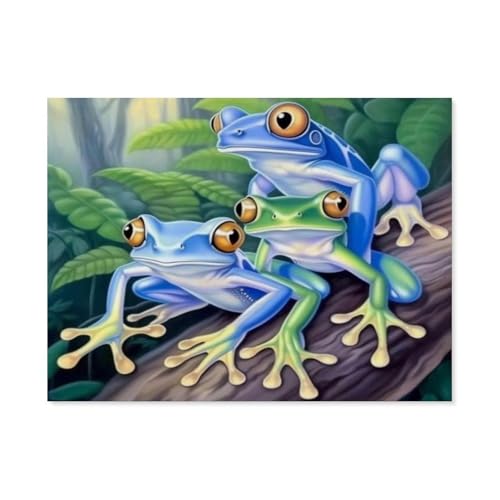 GSBRSNTS DIY 5D Diamond Painting，Frosch, Grüne Blatttiere，Round Diamond Cross Stitch, Used for Room Decoration（30 x 40 cm/11.81 x 15.74 Zoll）-C52 von GSBRSNTS