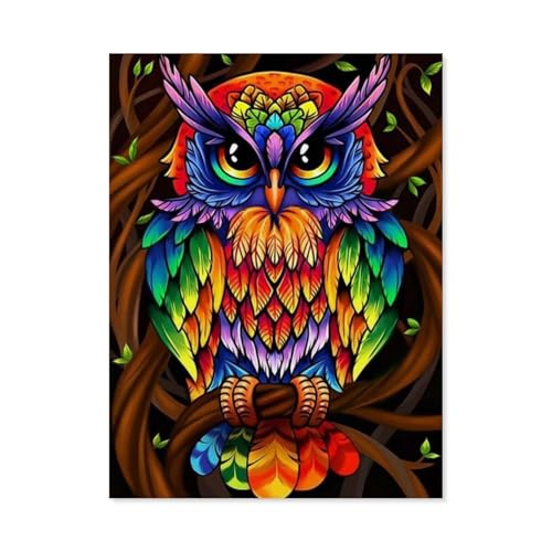 GSBRSNTS DIY 5D Diamond Painting，Owl，Round Diamond Cross Stitch, Used for Room Decoration（30 x 40 cm/11.81 x 15.74 Zoll）-F72 von GSBRSNTS