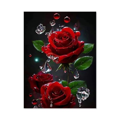 GSBRSNTS DIY 5D Diamond Painting Cross Stitch，Gefrorene Rose，Round Drill Arts Diamond Embroidery Rhinestones Painting Beadwork（30 x 40 cm/11.81 x 15.74 Zoll）-F78 von GSBRSNTS