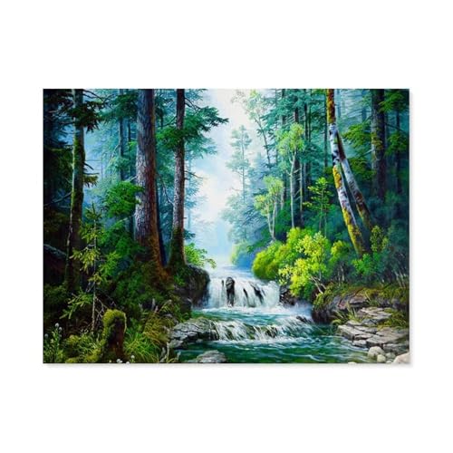 GSBRSNTS DIY 5D Diamond Painting Cross Stitch，Wald Grün Bäume Strom Landschaft，Round Drill Arts Diamond Embroidery Rhinestones Painting Beadwork（40 x 50 cm/15.74 x 19.68 Zoll）-E18 von GSBRSNTS