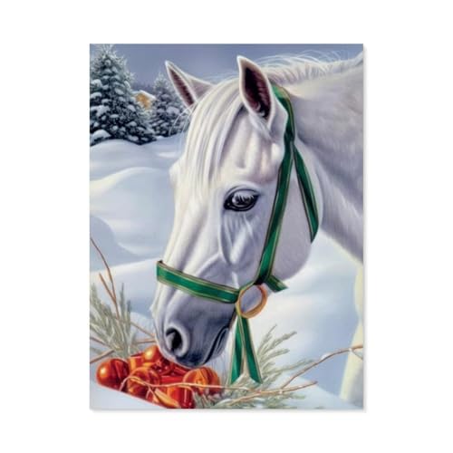 GSBRSNTS DIY Diamond Painting Set，Pferd, Tierischer Schnee，Diamantmalerei, handgemachte Stickerei Geschenke für Erwachsene/Kinder（50 x 60 cm/19.68 x 23.62 Zoll）-C48 von GSBRSNTS