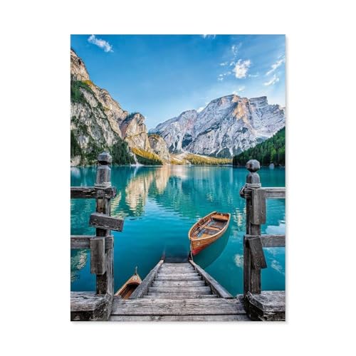 GSBRSNTS DIY Malen nach Zahlen，Braies Lake，diy malen nach zahlen erwachsene landsch Mit Pinsel und Acrylfarbe Erwachsenenfarbe nach Zahlen Kits Kunst(20x30cm-C34 von GSBRSNTS