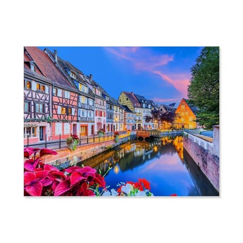 GSBRSNTS DIY Malen nach Zahlen，Colmar Town，diy malen nach zahlen erwachsene landsch Mit Pinsel und Acrylfarbe Erwachsenenfarbe nach Zahlen Kits Kunst(20x30cm-E54 von GSBRSNTS